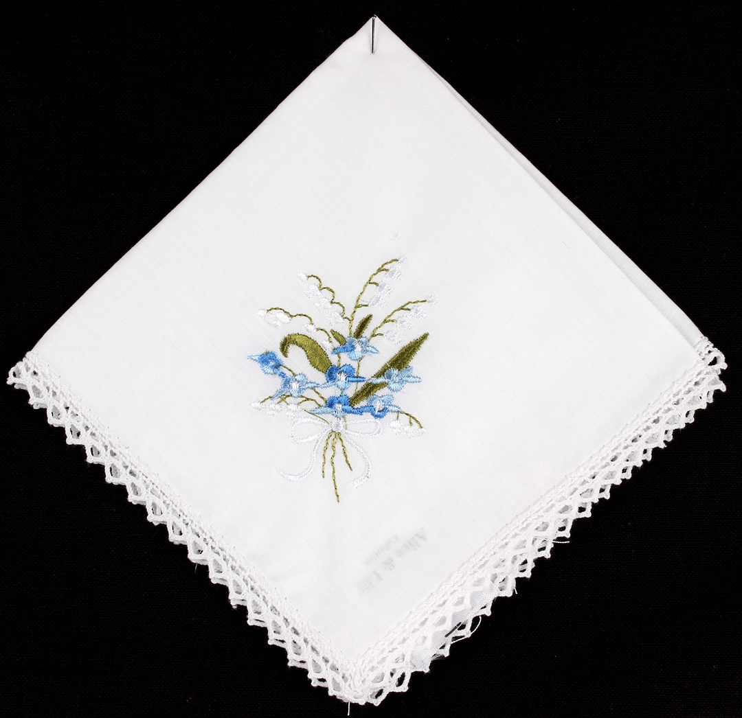 Embroidered Lace Handkerchief Floral Blue. Code: EHC-FLO/BLU image 0